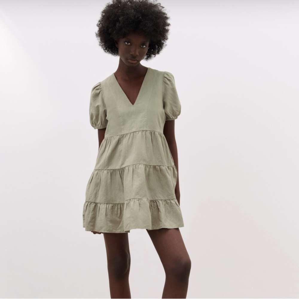 Zara Green Linen Dress